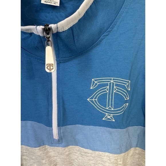 Minnesota Twins Mens Pullover Extra Large XL Blue Gray 1/4 Zip Logo MLB Baseball - Picture 2 of 13